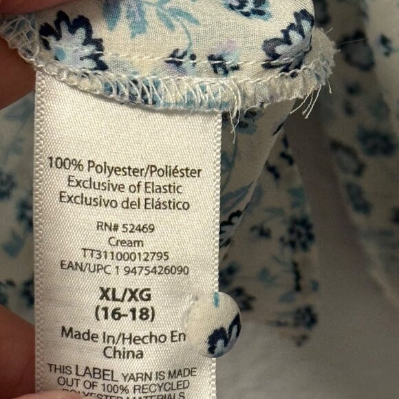 Time And Tru Womens Blue Floral Button-Front Blouse XL women - Picture 4 of 12